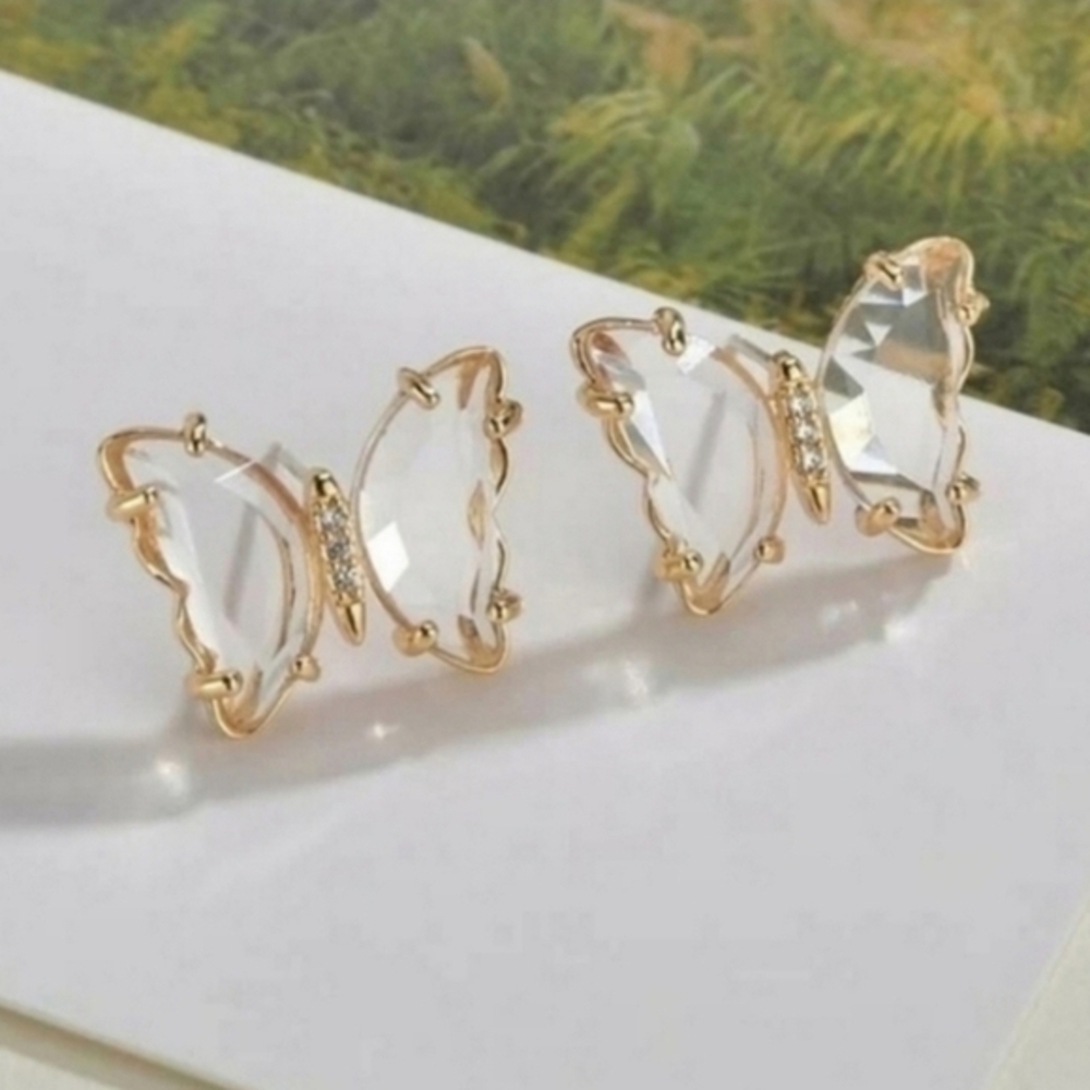 ANTHROPOLOGIE GLASS BUTTERFLY EARRINGS